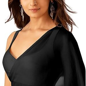 Sidhidata Women's Plain Pure Georgette Saree With Unstitched Blouse Piece (Rocky Aur Rani Ki Prem Kahani Alia Bhatt Saree)